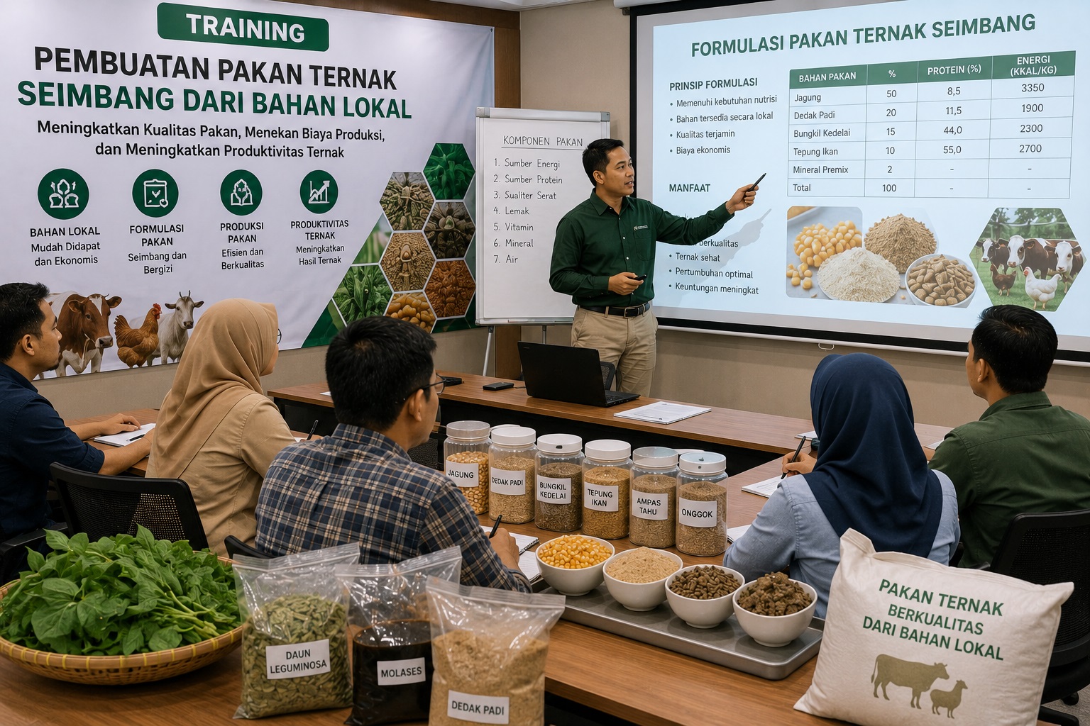 TRAINING PEMBUATAN PAKAN TERNAK SEIMBANG DARI BAHAN LOKAL